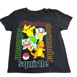 Pokemon Pikachu Squirtle Charmander Bulbasaur  t-shirt unisex XS Black